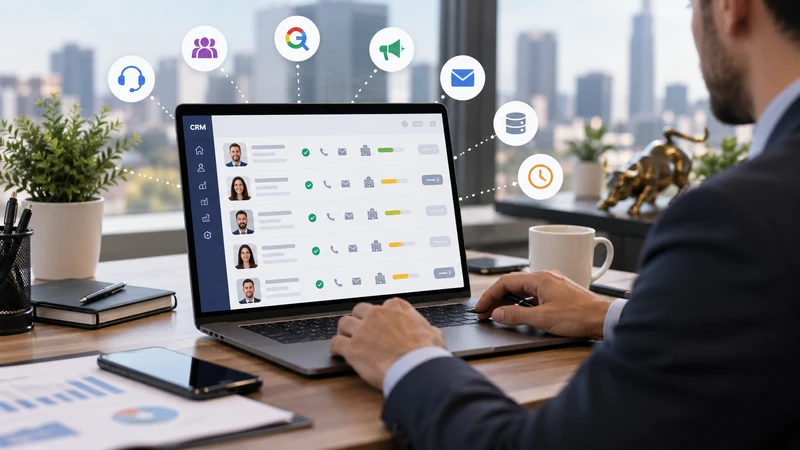 MCA professional reviewing qualified business leads from multiple lead sources in a CRM